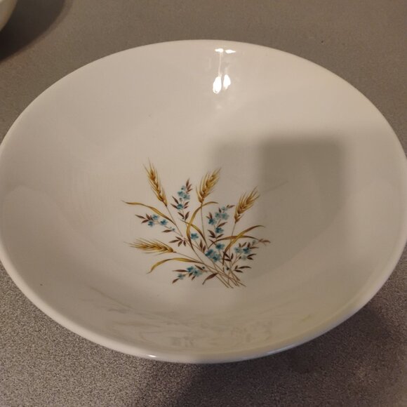 Canonsburg Pottery Skyline Blue Wheat Pattern MCM Serving Bowl - Picture 2 of 5